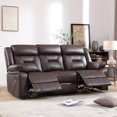 thumbnail image 1 of Bonzy Home 3‑Seat Manual Reclining Sofa – Faux Leather Couch with Dual Recliners for Living Room & Meeting Room, 1 of 7