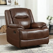Bonzy Home 37.4" Wide Genuine Leather Manual Zero Headroom Recliner Home Theater
