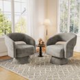 thumbnail image 1 of Ebello 360° Swivel Barrel Chair, Velvet Accent Armchair for Living Room, Bedroom & Office, Gray (Set of 2), 1 of 10