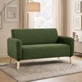 thumbnail image 1 of Bonzy Home 57.28" Loveseat Sofa, 2-Seater Short Plush Fabric Small Couch with Solid Wood Legs, Modern Compact Upholstered Sofa for Living Room Apartment Bedroom, Green, 1 of 8