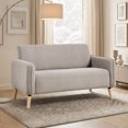 thumbnail image 1 of Bonzy Home 57.28" Loveseat Sofa, 2-Seater Short Plush Fabric Small Couch with Solid Wood Legs, Modern Compact Upholstered Sofa for Living Room Apartment Bedroom, Gray, 1 of 8