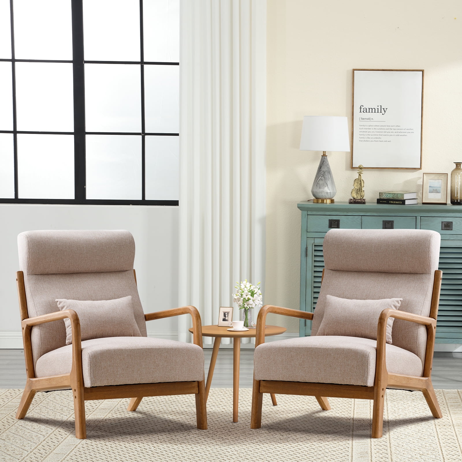 Bonzy Home Accent Chair Set of 2 Mid Century Modern Upholstered