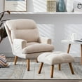 thumbnail image 1 of Bonzy Home Accent Chair with Ottoman, Adjustable Backrest Seat,Velvet Fabric Chair for All Age,Beige, 1 of 9