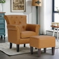 thumbnail image 1 of Bonzy Home Armchair with Ottoman, Leather Fabric, Suitable for All Ages, Brown, 1 of 6