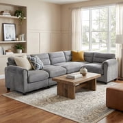 Bonzy Home Convertible Sectional Sofa, L‑Shaped Couch, Ultra‑Comfort Seating – Configurable for Living Room & Family Room; Gray
