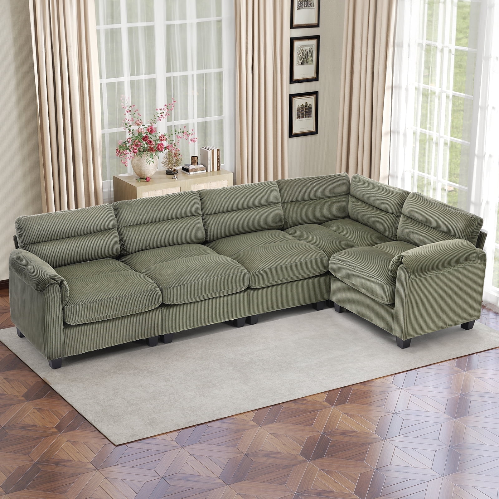 Bonzy Home Convertible Sectional Sofa, L‑Shaped Couch, Ultra‑Comfort ...