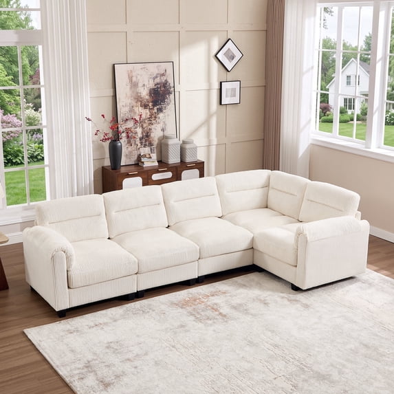 Bonzy Home Convertible Sectional Sofa, L‑Shaped Couch, Ultra‑Comfort Seating – Configurable for Living Room & Family Room, Oat