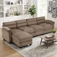 thumbnail image 1 of Bonzy Home Convertible Sectional Sofa With Ottoman, Ultra‑Comfort Seating – Configurable for Living Room & Family Room; Brown, 1 of 9