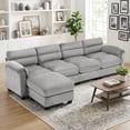 thumbnail image 1 of Bonzy Home Convertible Sectional Sofa With Ottoman, Ultra‑Comfort Seating – Configurable for Living Room & Family Room; Gray, 1 of 9