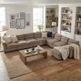 thumbnail image 1 of Bonzy Home Convertible Sectional Sofa With Ottoman, Ultra‑Comfort Seating – Configurable for Living Room & Family Room, Brown, 1 of 10