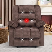 Ebello 36 Massage Recliner Chair with Heat and Vibration   Soft Fabric Manual Reclining Chair for Living Room and Bedroom   Brown