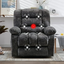 Bonzy Home Overstuffed Massage Recliner Chair with Heat and Vibration – Soft Fabric Manual Reclining Chair for Living Room and Bedroom – Dark Gray