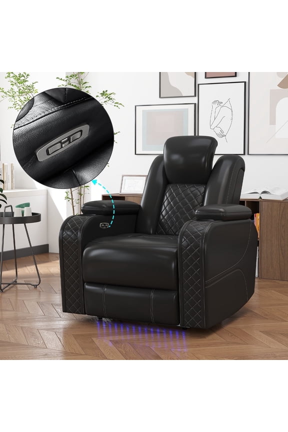 Electric Power Recliner Chair, Adjustable Headrest, USB Ports, Cup Holders, Hidden Storage, Home Theater Seating