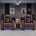 thumbnail image 1 of Bonzy Home Electric Recliner Set of 2 LED Lighting USB Ports and Cup Holders Home Theater Seating Reclining Chair Adjustable Headrest with Hidden Arm Storage, Brown, 1 of 10