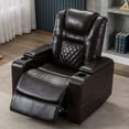 thumbnail image 1 of Bonzy Home Electric Recliner Chair, Leather Home Theater Seating, Living Room Chair with USB Ports and Cup Holders Brown, 1 of 8