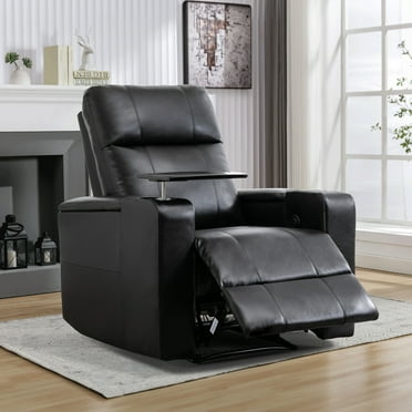 Bonzy Home Electric Recliner for Living Room Home Theater Seating Leather Reclining Chair Sofa Furniture with Cup Holders USB Ports and Hidden Storage, Black