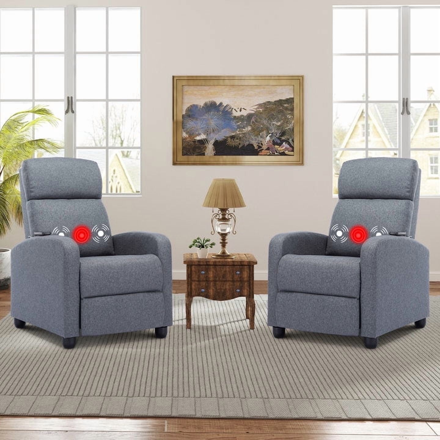 Bonzy Home Electric Recliner Chair with Massage Function, Grey, 2pcs