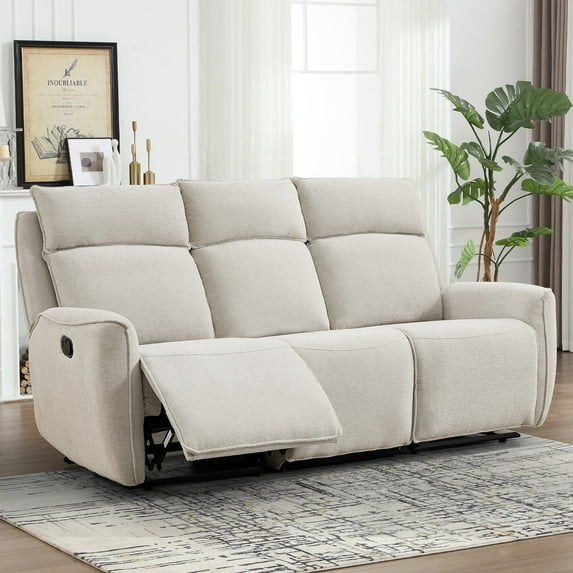 Bonzy Home Fabric 3-Seat Manual Reclining Sofa — Dual Recliner Couch with Fixed Center Seat for Living Room & Meeting Room