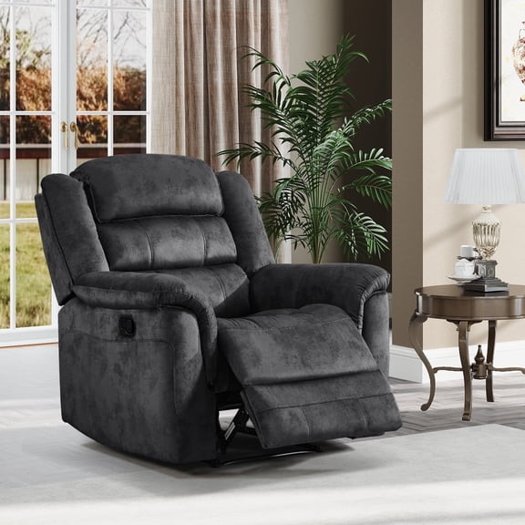 Bonzy Home Fabric Manual Recliner Chair — Modern Single-Seat Recliner with Padded Armrests & Backrest for Living Room & Bedroom Gray
