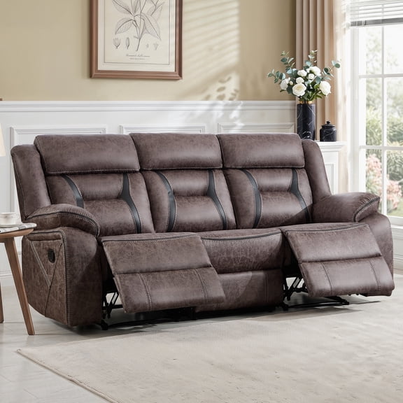 Bonzy Home 3-Seat Manual Reclining Couch, Dual Recliner Design for Living Room and Meeting Room