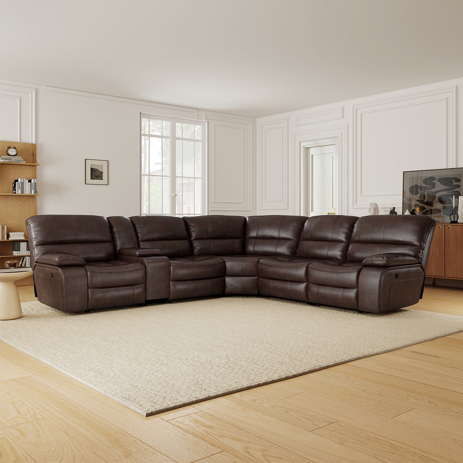 Bonzy Home L-Shaped Faux Leather Power Reclining Sectional Sofa
