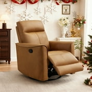 Bonzy Home Leather Swivel Recliner, 360 Degree Swivel Chair for Living Room, Bedroom and Office,Brown