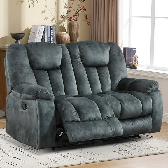Bonzy Home Extra Wide Loveseat Recliner with Hidden Cup Holders, Overstuffed 2-Seat Manual Reclining Sofa, Olive-green