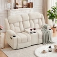 thumbnail image 1 of Bonzy Home Loveseat Recliner with Flip-Up Storage Console & Cup Holders, Soft Fabric Manual Reclining Sofa for Living Room, Beige, 1 of 9