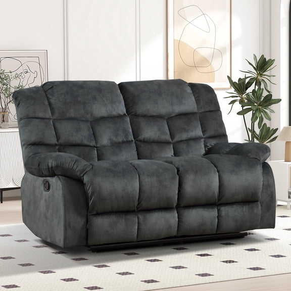 Bonzy Home Manual Loveseat Recliner, Adjustable Backrest 2-Seat Reclining Sofa, Couch set with Overstuffed Headrest & Armrest, Living Room Furniture, Gray