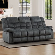 Bonzy Home 3-Seat Reclining Sofa with Adjustable Backrest, Manual Recliner Couch set with Overstuffed Headrest & Armrest, Living Room Furniture Set, Gray