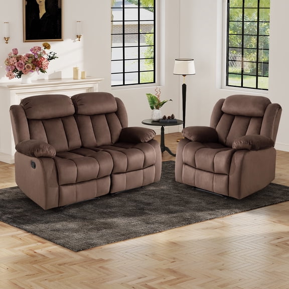 Bonzy Home Manual Recliner Chair Loveseat Sofa Set for Living Room