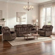 Bonzy Home Manual Recliner Sofa Living Room Furniture Set, Manual Recliner Chair, Manual Loveseat and 3 Seat Recliner Sofa Couch Set for Living Room