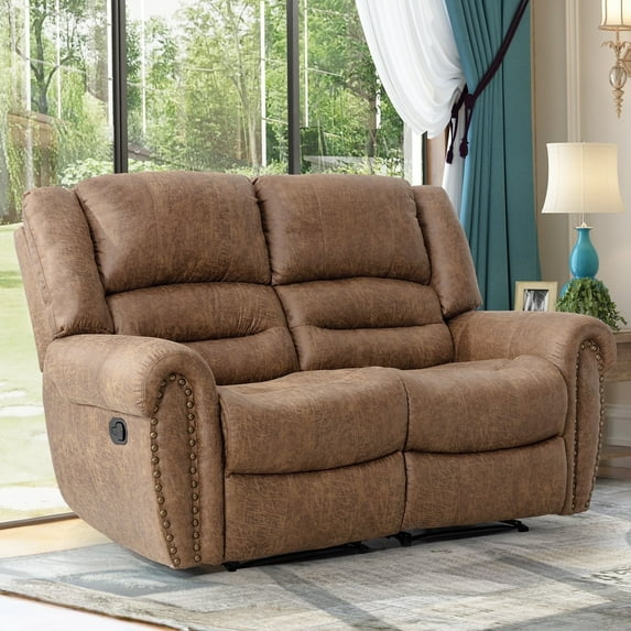 Bonzy Home Manual Reclining Chair Double Recliner Loveseat Sofa Set Adjustable Backrest for Living Room