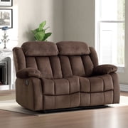 Bonzy Home Loveseat Sofa Set Double Recliner Manual Reclining Chair for Living Room Brown
