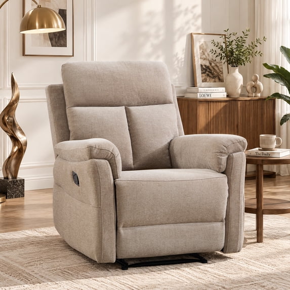 Bonzy Home Manual Reclining Chair, Modern Single‑Seat Recliner Sofa for Adult with Padded Armrests and Adjustable Backrest for Living Room, Bedroom & Reading Room, Taupe