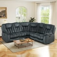 thumbnail image 1 of Bonzy Home Manual Reclining L-Shaped Sectional Sofa Set for Living Room - 5 Seater Corner Couch with Dual Recliners & Cup Holders,Gray, 1 of 9