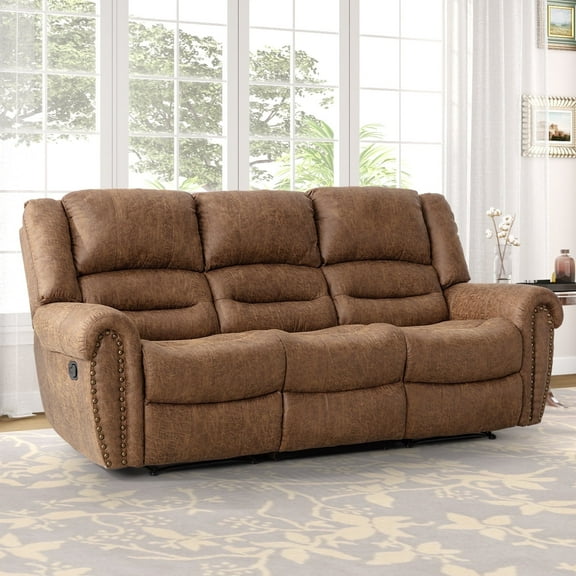 Bonzy Home Manual Reclining Sofa,3 Seat Recliner Couch Sofa with Overstuffed Arms and Back Living Room Sets