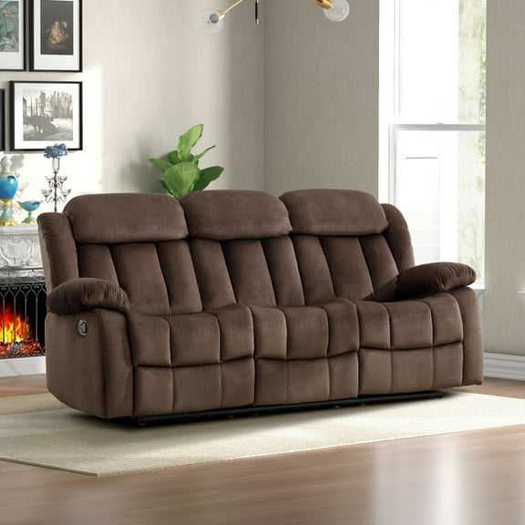 Bonzy Home Manual Reclining Sofa,3 Seat Recliner Couch Sofa with Overstuffed Arms and Back Sofa Set for Living Room
