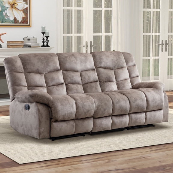 Bonzy Home Manual Reclining Sofa Adjustable Backrest,3 Seat Recliner Couch Sofa with Overstuffed Arms and Back Sofa Set for Living Room