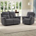 thumbnail image 1 of Bonzy Home Manual Reclining Sofa Set with Adjustable Backrest, Living Room Recliner Sofa for Adult with Single Recliner Chair & Loveseat, Couch Recliners for Living Room Furniture, Dark Gray, 1 of 7