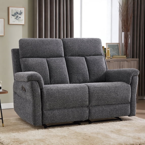Bonzy Home Manual Reclining Sofa Set, Modern Loveseat Recliner Sofa for Adult with Adjustable Backrest, Couch Recliners for Living Room Furniture, Dark Gray