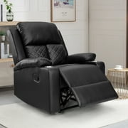 Bonzy Home Manual Theater Seating PU Leather Recliner with 2 Cup Holders, Black