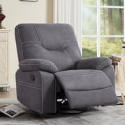 Bonzy Home Swivel Rocker Recliner Chair Manual Recliner Sofa for Living Room Gray