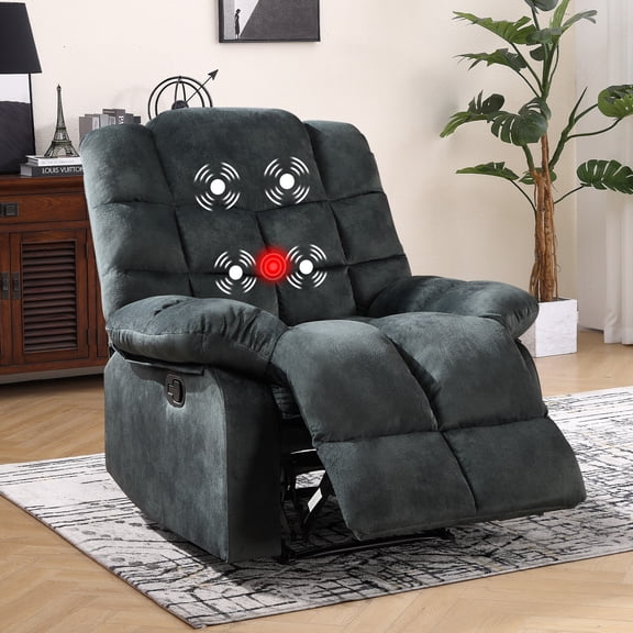 Bonzy Home Massage Recliner Chair with Heat and Vibration Manual Recliners Fabric Sofa Reclining Chair for Living Room, Gray