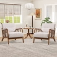 thumbnail image 1 of Bonzy Home Mid-Century Modern Accent Chair — Comfy Fabric Lounge Armchair with Wood Frame & Throw Pillow, Set of 2, Beige, 1 of 7