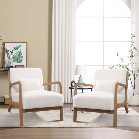 Bonzy Home Mid Century Modern Accent Chair, Set of 2, White