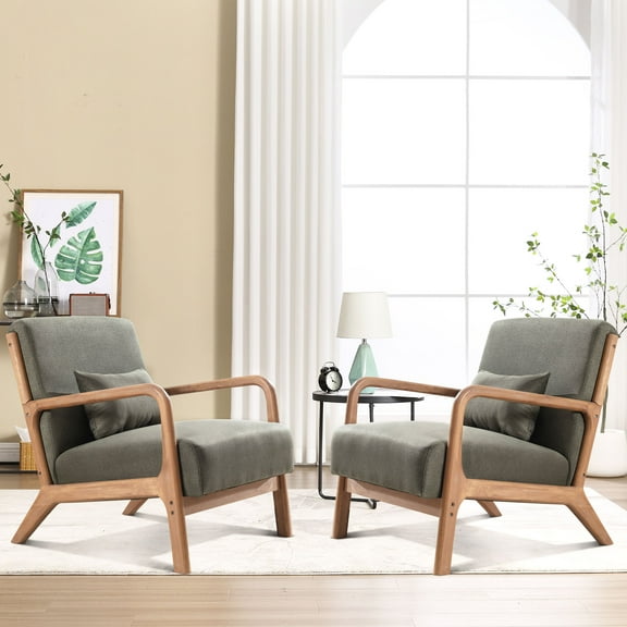 Bonzy Home Mid Century Modern Accent Chair Set of 2 for Living Room, Green