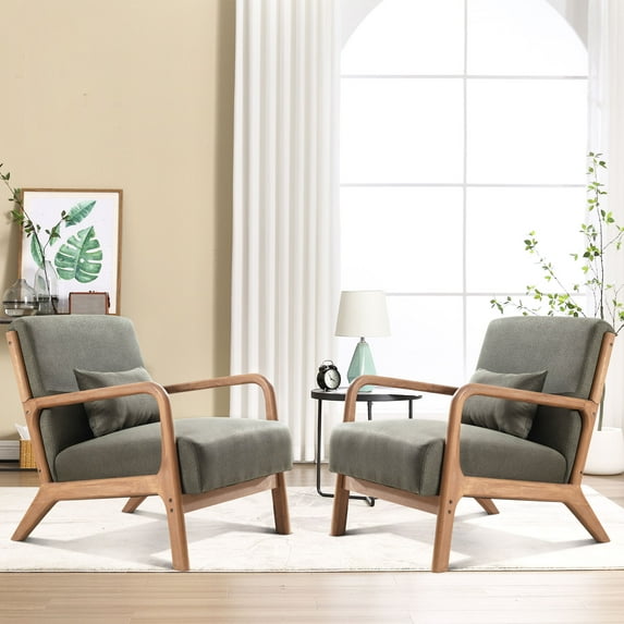 Bonzy Home Mid Century Modern Accent Chair Set of 2 for Living Room, Green