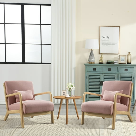 Bonzy Home Mid Century Modern Accent Chair Set of 2 for Living Room Pink