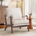 thumbnail image 1 of Bonzy Home Mid-Century Modern Accent Chair, Upholstered Lounge Reading Armchair with Side Storage Pocket & Lumbar Cushion, Comfy Fabric Chair for Living Room Bedroom, White, 1 of 9
